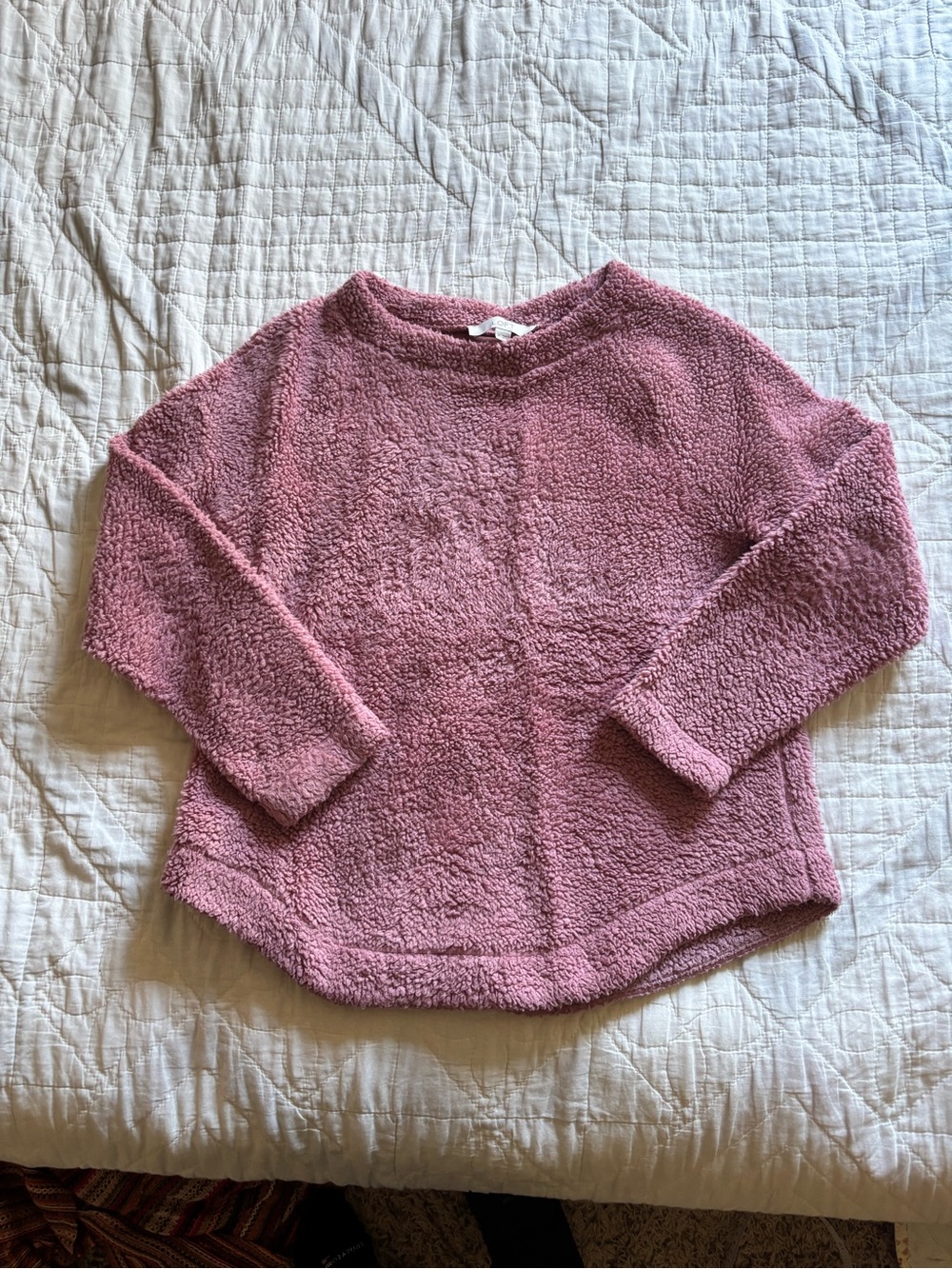 LOFT Plush Crewneck Sweater in Mauve Pink